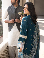 MAHNUR - Unstitched 3PC Lawn Embroidered Suit - SNW-1103