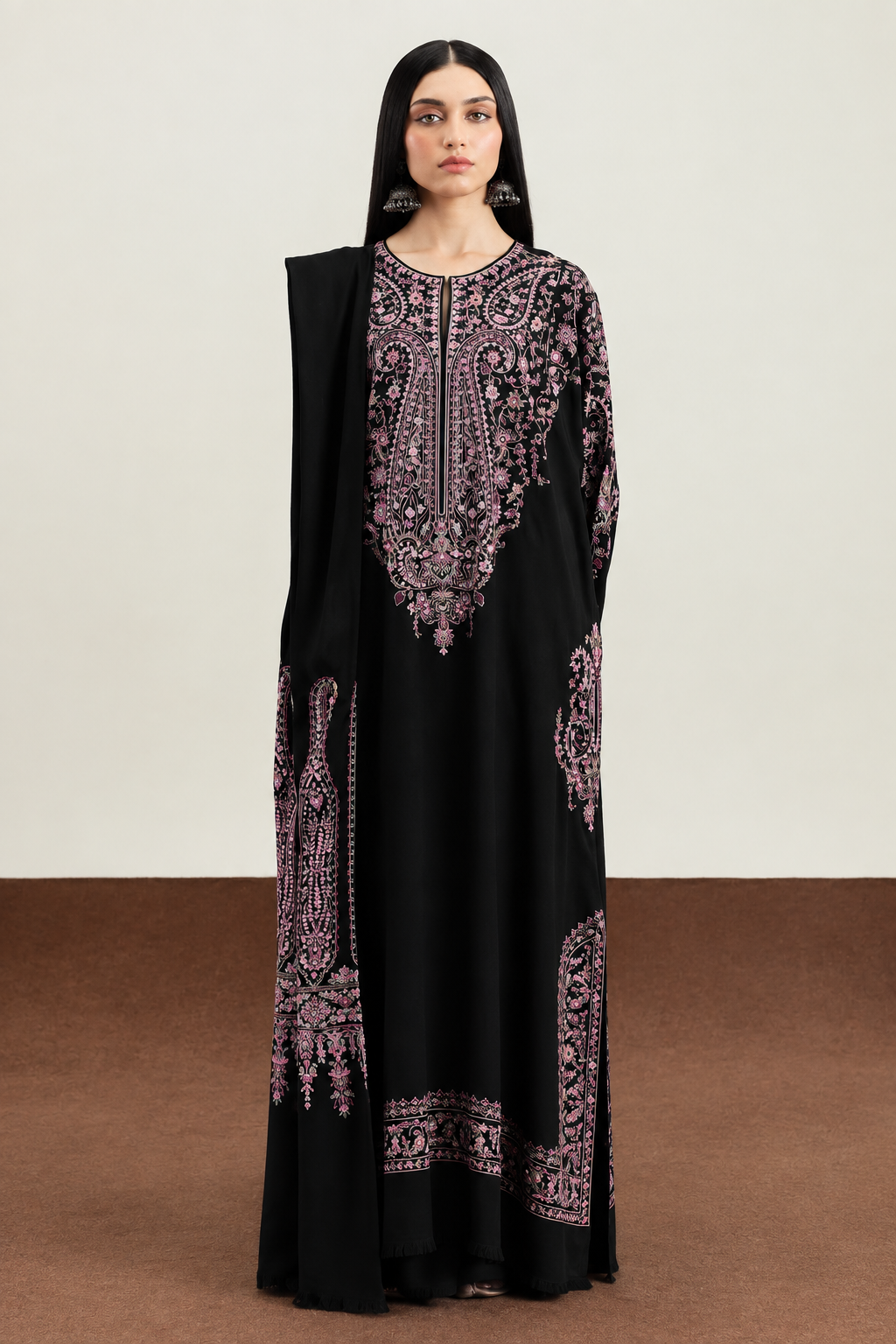 ZARA SHAHJAHAN - Unstitched 3PC Luxury Dhanak Embroidered Suit - SNW-7139