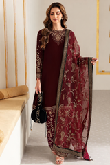 Jazmin- Unstitched 3PC Luxury Velvet Embroidered Suit - SNW-7171