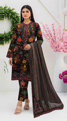 BAROQUE - 3PC PRINTED SHIRT WITH PATCHES AND CHIFFON DUPATA AND TROUSER - SNW-4109
