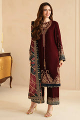 Jazmin- Unstitched 3PC Luxury Velvet Embroidered Suit - SNW-7149