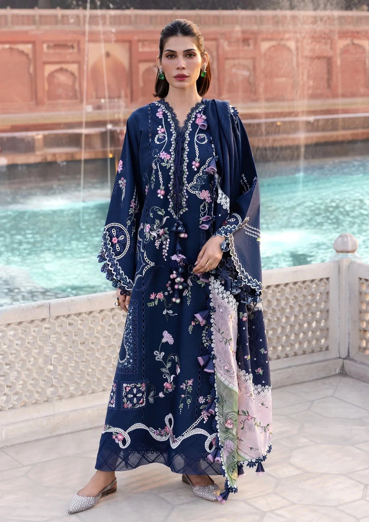 CRIMSON - 3PC Unstitched  Lawn Embroidered Suit - SNW-1208