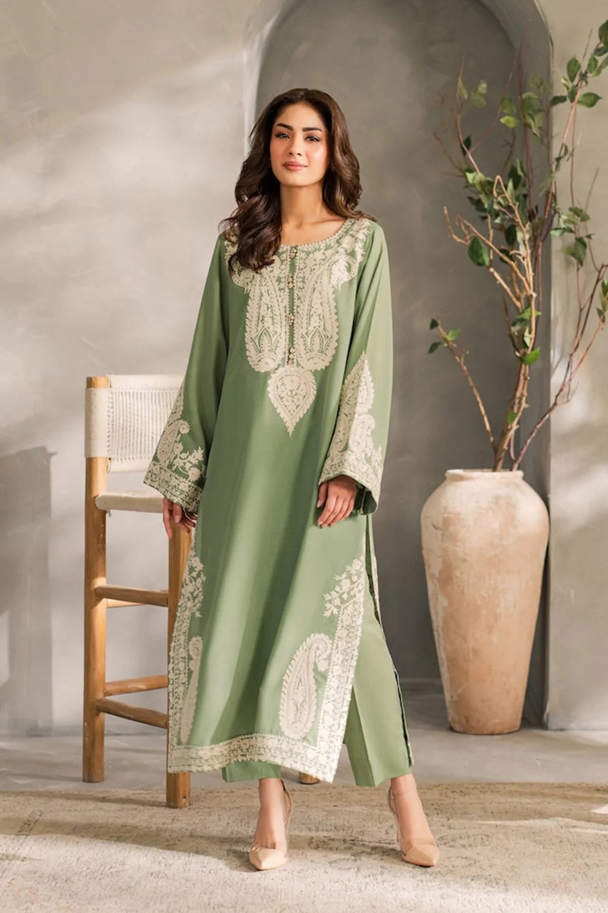 Mirana - Unstitched 3PC Luxury Lawn Embroidered Suit - SNW - 5122