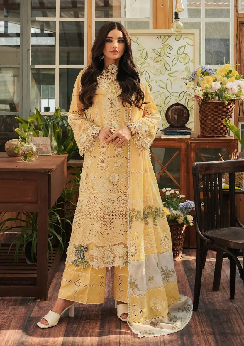 Kahf Embroidered Lawn Suit Unstitched 3 Piece - SNW-1115