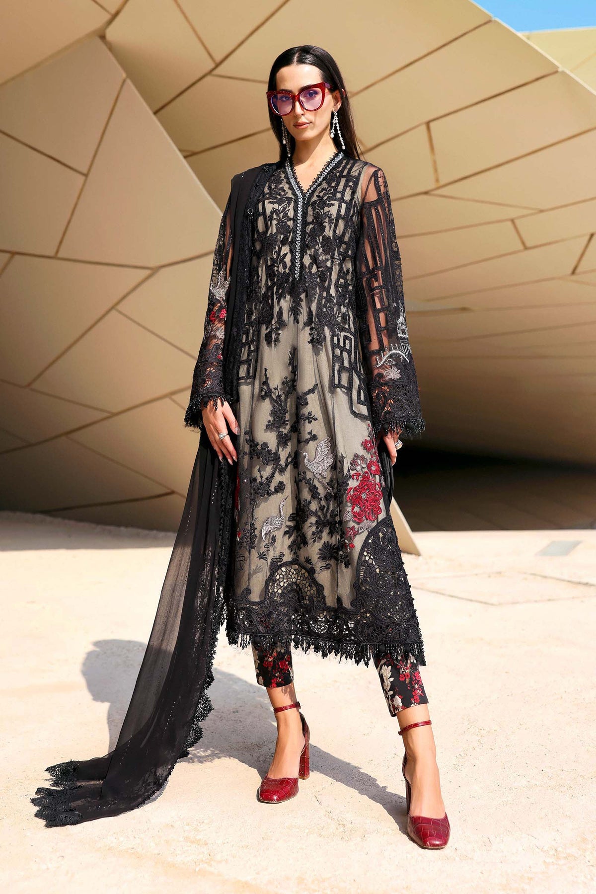 MARIA.B - 3PC Luxury Lawn Embroidered Suit - SNW-1184
