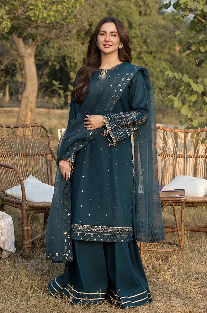 Allys 3PC Lawn Embroidered Shirt with Embroidered Organza Dupatta- SNW-5118
