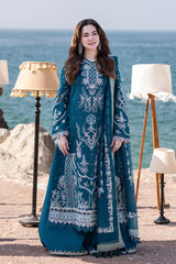 Qalamkar - Unstitched  3PC Luxury Lawn Embroidered Suit - SNW-1124