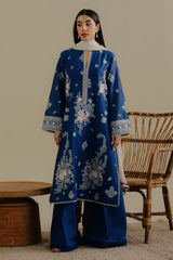 ZARA SHAHJAHAN - Unstitched 3PC Luxury Lawn Embroidered Suit - SNW - 5113