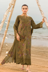 RANG RASIYA - Unstitched 3PC Luxury Lawn Embroidered Suit - SNW - 5108