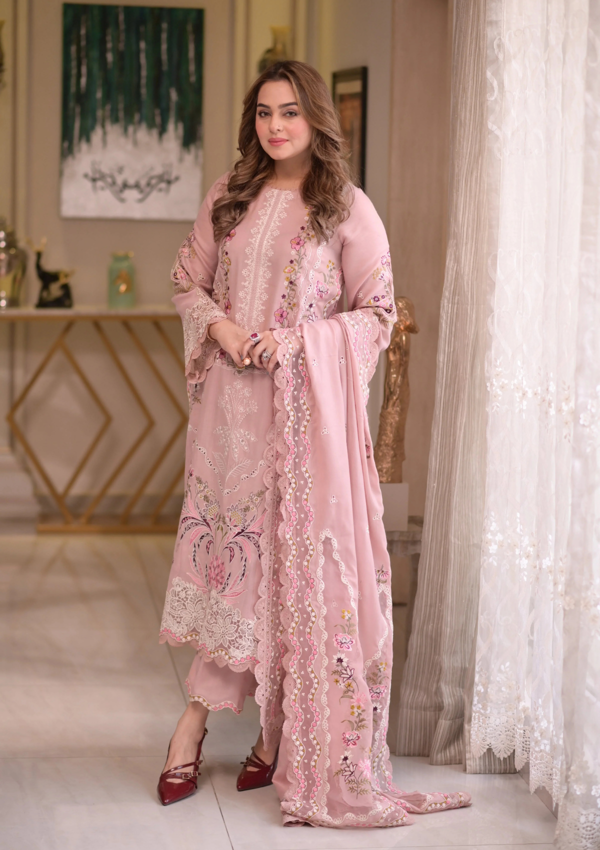 Aneelas - 3PC Luxury Lawn Embroidered Suit - SNW-1113