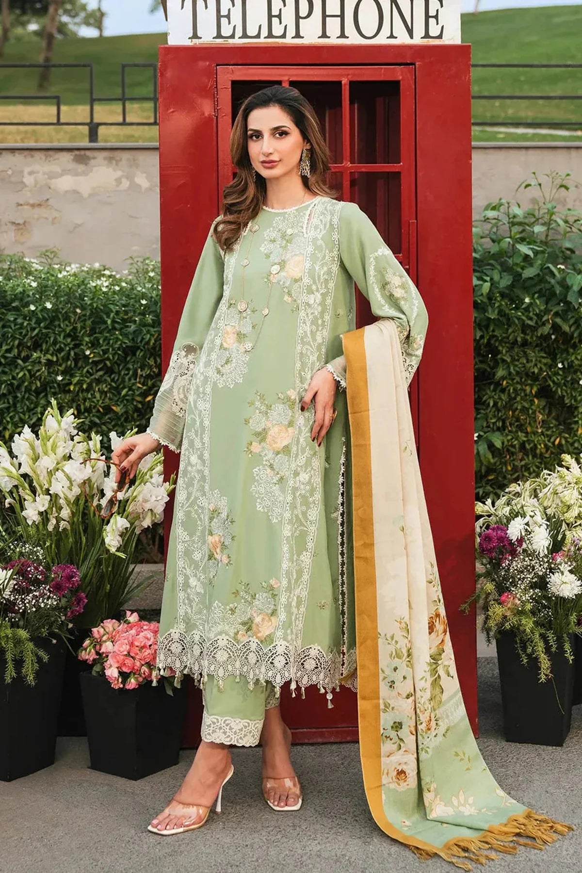 ELAF - Unstitched 3PC Luxury Lawn Embroidered  with Printed Chiffon Dupatta - SNW - 5109