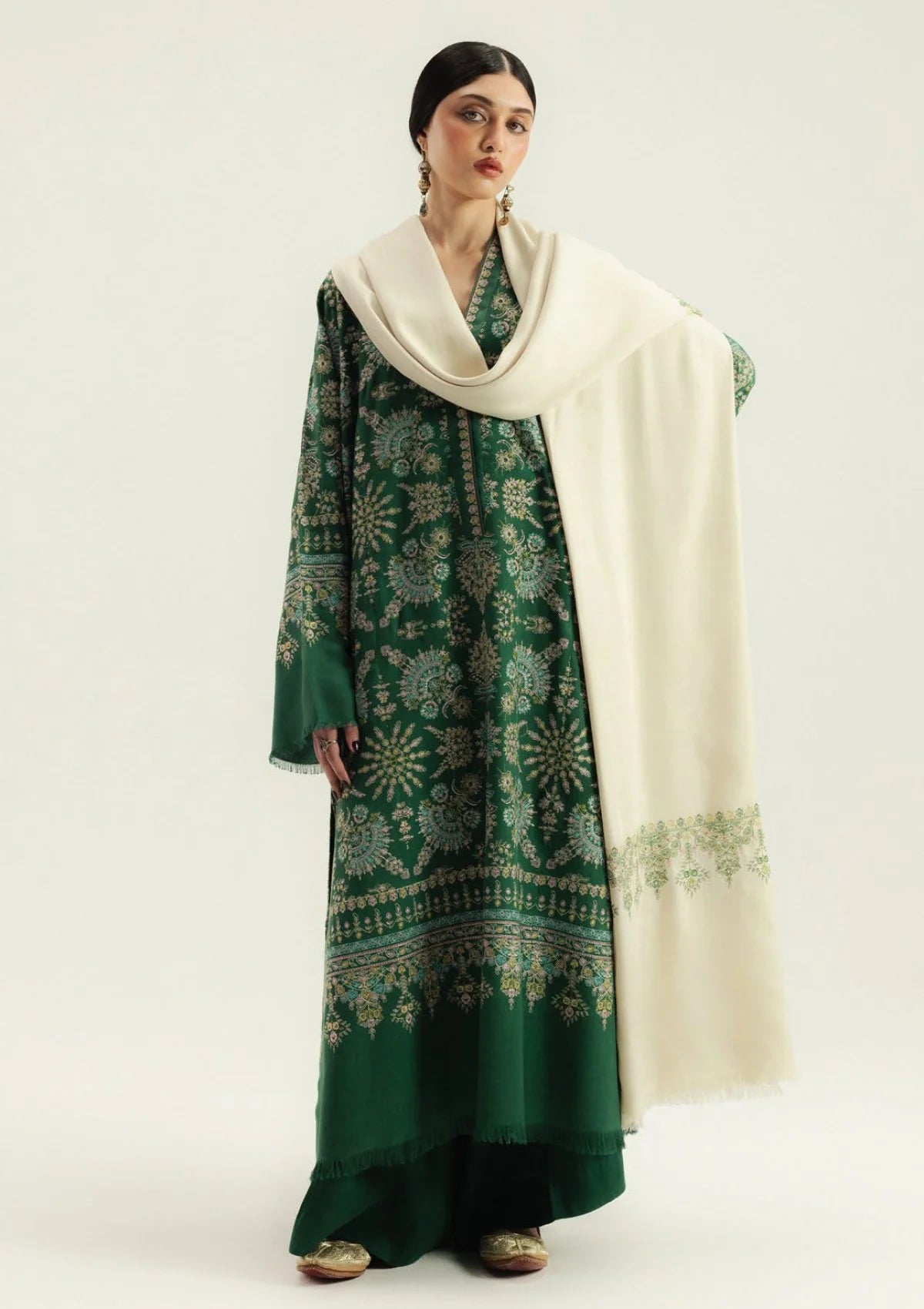 ZARA SHAHJAHAN- 3PC Unstitched Luxury Karandi Embroidered Suit - SNW-7164
