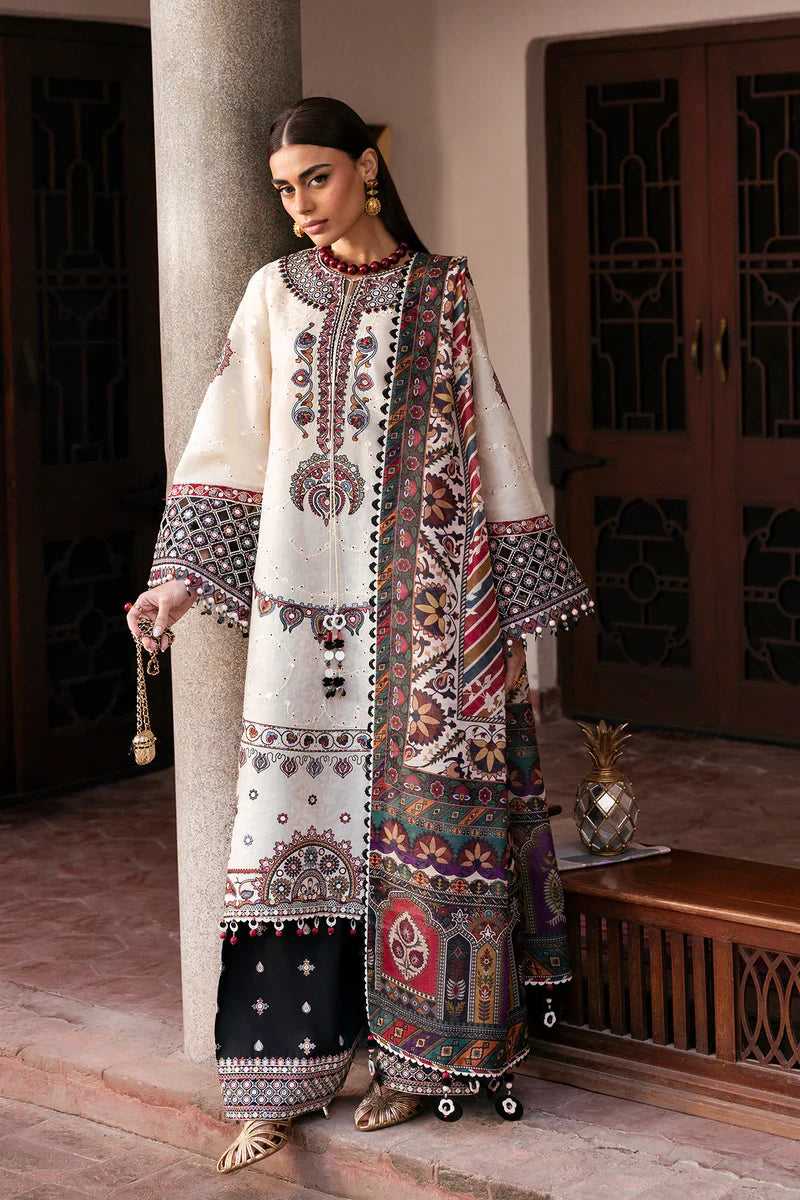 Jazmin - Unstitched 3PC Luxury Lawn Embroidered Suit - SNW - 1126