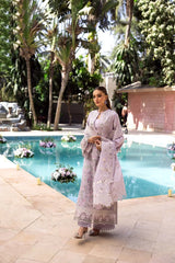 Akbar Aslam - Unstitched  3PC Luxury Lawn Embroidered Suit - SNW - 1141