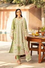 ELAF - 3PC Luxury Lawn Embroidered With Printed Crinkle Dupatta - SNW-1175