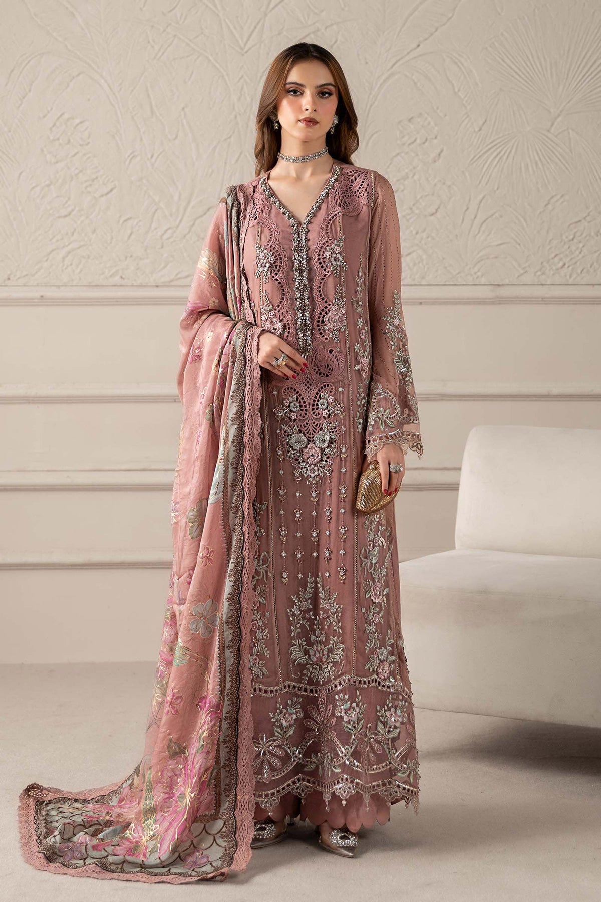 Maria.B - Unstitched 3PC Luxury Viscose Embroidered Suit - SNW-7137