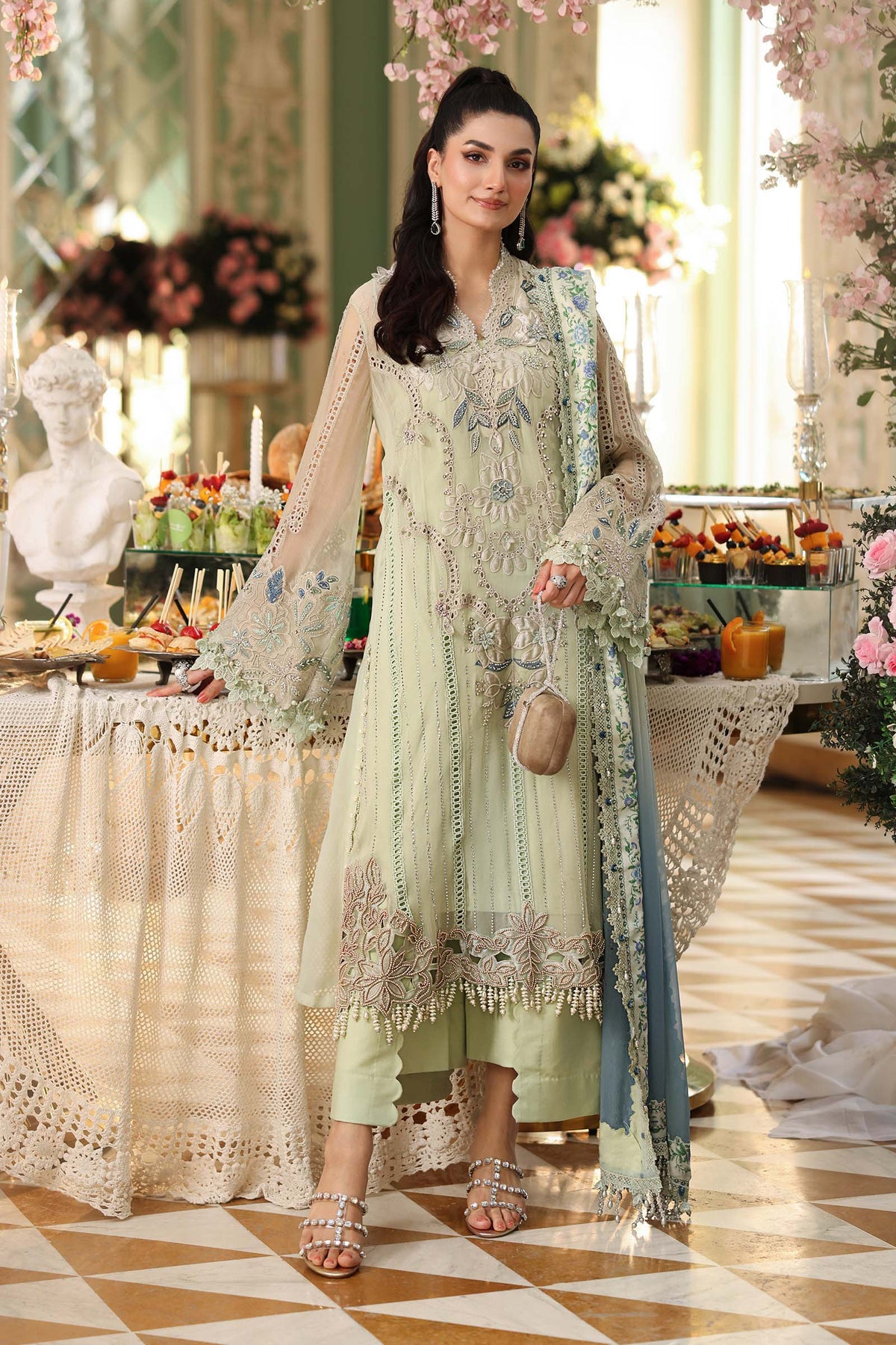 Maria.B - Unstitched  3PC Luxury Viscose Embroidered Suit - SNW-7127