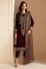 Jazmin- Unstitched 3PC Luxury Velvet Embroidered Suit - SNW-7148