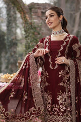 KAHF- 3PC Luxury Lawn Embroidered Suit - SNW-1109