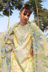 MARIA.B.- 3PC PRINTED SHIRT WITH PATCHES AND CHIFFON DUPATA AND TROUSER - SNW-4108