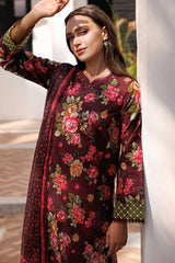 FARASHA - 3PC PRINTED SHIRT WITH PATCHES AND CHIFFON DUPATA AND TROUSER - SNW-4101