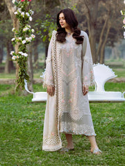 BIN ILYAS - Unstitched 3PC Luxury Lawn Embroidered Suit - SNW-1196