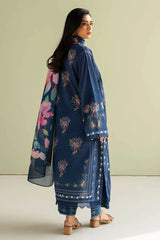 ZARA SHAHJAHAN - Unstitched 3PC Luxury Lawn Embroidered Suit - SNW - 5104