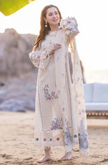 Qalamkar - 3PC Luxury Lawn Embroidered Suit - SNW-1107