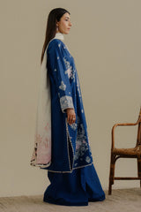 ZARA SHAHJAHAN - Unstitched 3PC Luxury Lawn Embroidered Suit - SNW - 5113