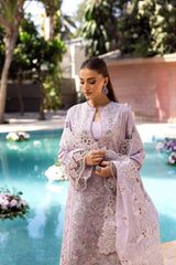 Akbar Aslam - Unstitched  3PC Luxury Lawn Embroidered Suit - SNW - 1141