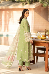 ELAF - 3PC Luxury Lawn Embroidered With Printed Crinkle Dupatta - SNW-1175