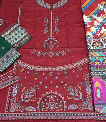 Jazmin - Unstitched 3PC Luxury Lawn Embroidered Suit - SNW - 1127
