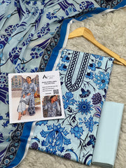 Adan's Libas Unstitched 3pc Digital Printed  Bana Dora Lawn-SNW-3106