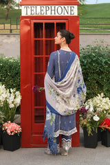 ELAF Embroidered Lawn 3pc with Printed Chiffon Dupatta- SNW - 5101
