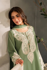 Mirana - Unstitched 3PC Luxury Lawn Embroidered Suit - SNW - 5122