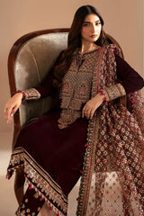 Jazmin- Unstitched 3PC Luxury Velvet Embroidered Suit - SNW-7148