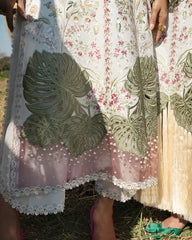 MUSHQ- Unstitched 3PC Luxury Lawn Embroidered Suit - SNW - 5105