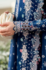 QALAMKAR - Unstitched 3PC Lawn Embroidered Suit - SNW-1125