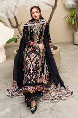 Qalamkar - 3PC Luxury Lawn Embroidered Suit - SNW-1118