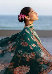 ZAINAB CHOTTANI - 3PC PRINTED SHIRT WITH PATCHES AND CHIFFON DUPATA AND TROUSER - SNW - 4103