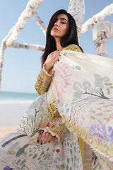 Qalamkar - Unstitched  3PC Luxury Lawn Embroidered Suit - SNW-1164