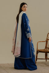 ZARA SHAHJAHAN - Unstitched 3PC Luxury Lawn Embroidered Suit - SNW - 5113