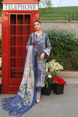 ELAF Embroidered Lawn 3pc with Printed Chiffon Dupatta- SNW - 5101