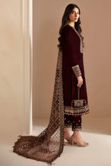 Jazmin- Unstitched 3PC Luxury Velvet Embroidered Suit - SNW-7148