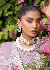 BIN ILYAS - Unstitched 3PC Lawn Embroidered Shirt with Slub Net Dupatta- SNW-1179