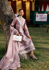 BIN ILYAS - Unstitched 3PC Lawn Embroidered Shirt with Slub Net Dupatta- SNW-1179