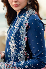 QALAMKAR - Unstitched 3PC Lawn Embroidered Suit - SNW-1125