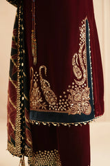 Jazmin- Unstitched 3PC Luxury Velvet Embroidered Suit - SNW-7149