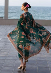 ZAINAB CHOTTANI - 3PC PRINTED SHIRT WITH PATCHES AND CHIFFON DUPATA AND TROUSER - SNW - 4103