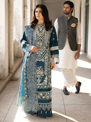 MAHNUR - Unstitched 3PC Lawn Embroidered Suit - SNW-1103